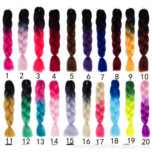 Wholesale synthetic Braided hair extension high quality raw material 24 inch ombre jumbo synthetic braiding hair